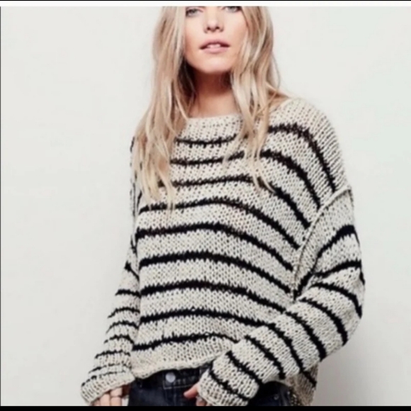 Free People Sweaters - Free People Over And Easy Stripped Knit Sweater Size Small